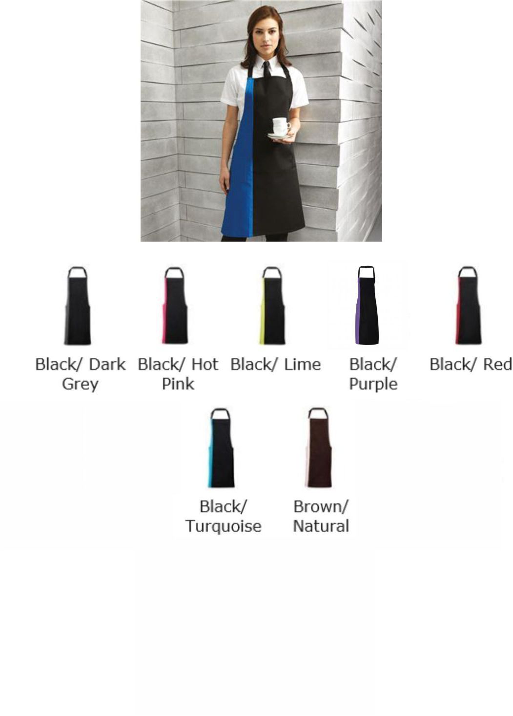 Premier PR162 Contrast Bib Apron  Premier PR162 Contrast Bib Apron